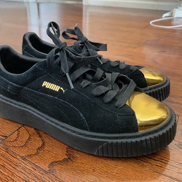 Puma Platform Gold Toe Suede Sneakers - Picture 2 of 3